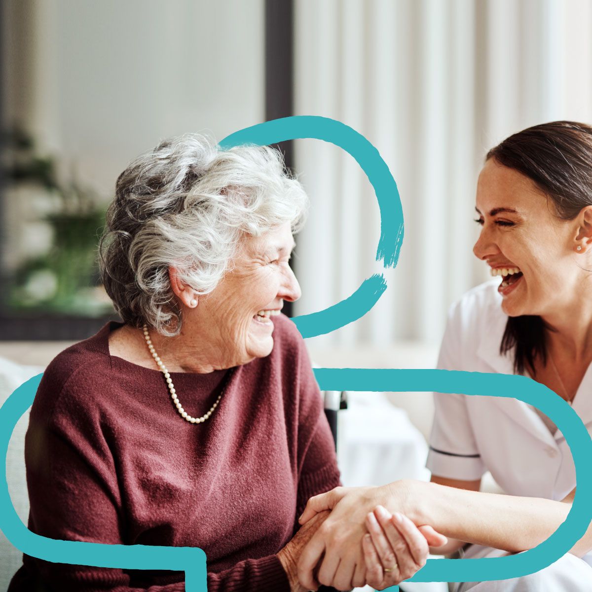 Mediq olde woman speaking to younger femal nurse Mediq olde woman speaking to younger femal nurse
